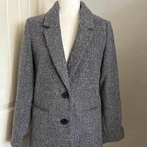 Old Navy Women's Gray/White Tweed Button Front Wool/Poly Blazer Jacket  Small
